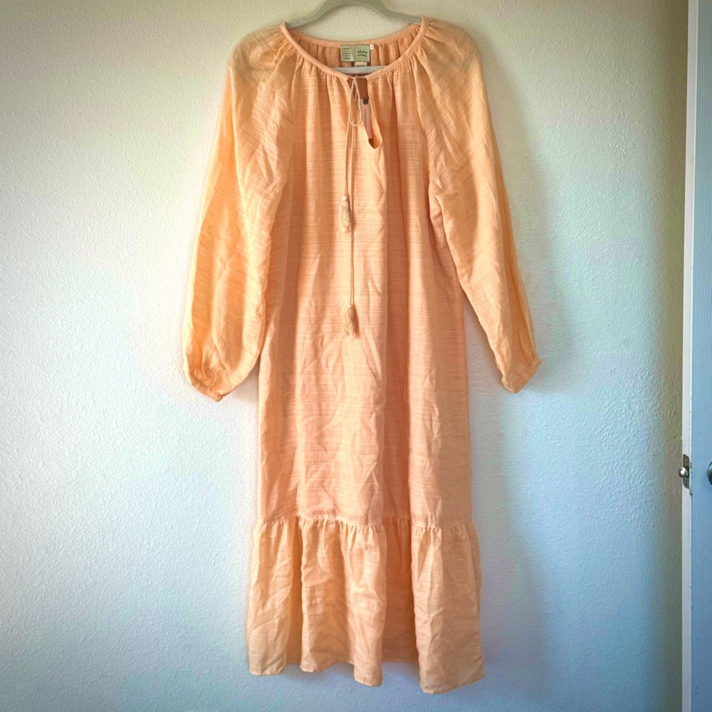 Anthropologie Saturday Sunday Peach Maxi Cerie Gauze Dress Flowy S NEW - Picture 2 of 11
